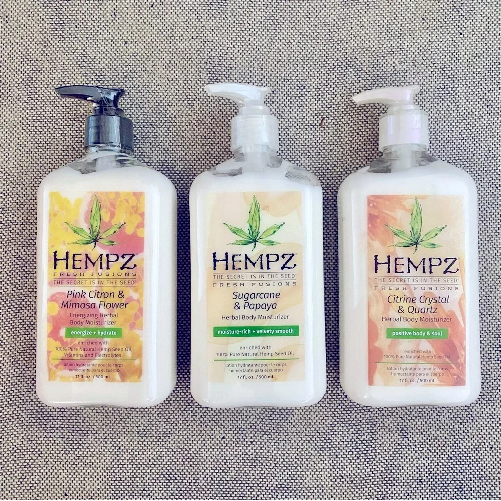 HEMPZ 3 Body Lotion Citron Mimosa Flower Sugarcane Papaya Citrine Crystal Quartz